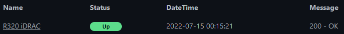 Uptime Kuma showing a 200 result